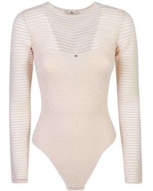 Elisabetta Franchi Body Con Motivo Pied-De-Poule - Neutro