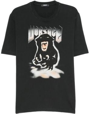 Versace Panther Print Jersey T-Shirt - Black