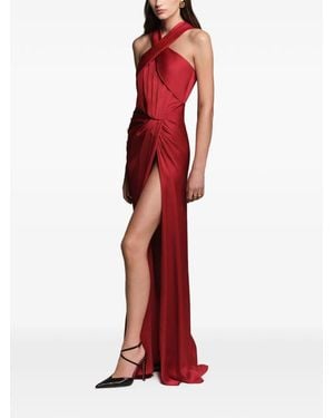 Elie Saab Neckholder-Maxikleid Mit Geknoteter Taille - Rot
