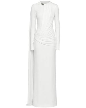 Chats by C.Dam Nilah Draped Embellished Maxi Dress - White