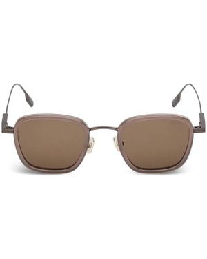 ZEGNA Sonnenbrille Mit Eckigem Gestell - Braun