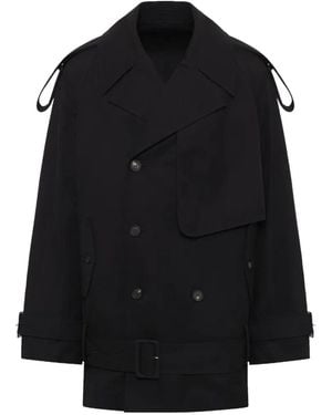 Egonlab Trench Doppiopetto Con Cappuccio - Nero