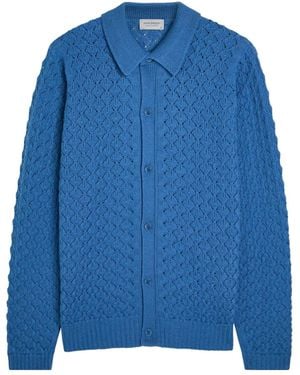 John Smedley Winster Open-Knit Cardigan - Blue