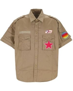 AMISH Embroidered Short-Sleeve Shirt - Grey