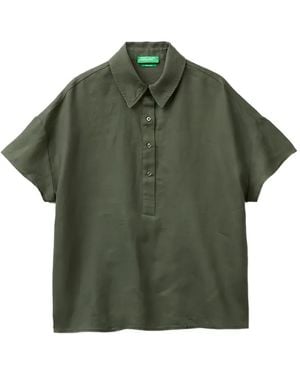 Benetton Leinenbluse Mit Kurzen Ärmeln - Grün