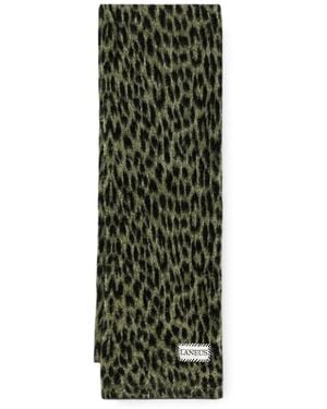 Laneus Leopard-Pattern Scarf - Green