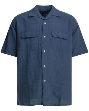Beams Plus Short-Sleeved Flap-Pocket Shirt - Blue