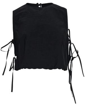 Cecilie Bahnsen Embroidered Lace-Up Top - Black