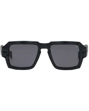 Philipp Plein Matrix Diamond-Cut Square Sunglasses - Black