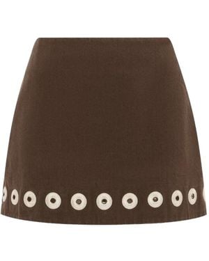 ALÉMAIS Tobe Eyelet-Embellished Denim Mini Skirt - Brown
