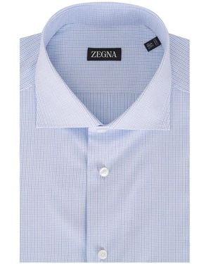 ZEGNA チェック シャツ - ブルー