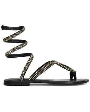Fusion Crystal-Embellished Spiral Sandals - Black