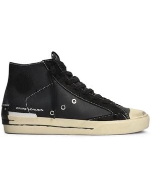 Crime London Distressed-Effect High-Top Trainers - Black