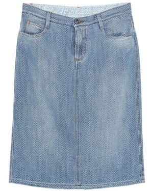 Ermanno Scervino Herringbone-Pattern Midi Denim Skirt - Blue