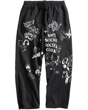 ANTI SOCIAL SOCIAL CLUB Illustrated-Print Track Trousers - Black