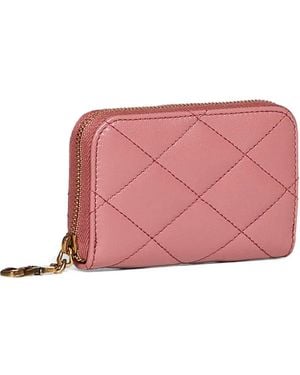 Saint Laurent Diamond-Quilted Cassandre Wallet - Pink