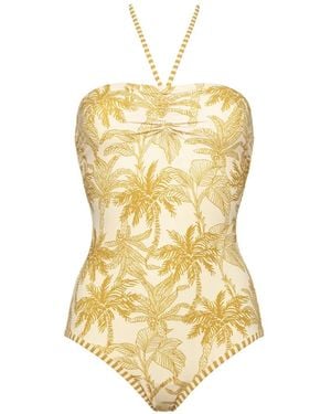 Eres Ailleurs Bustier Floral-Print Swimsuit - Metallic