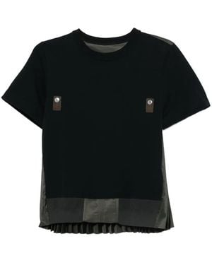 Sacai T-Shirt À Design Plissé - Noir