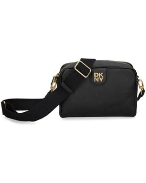 DKNY ロゴプレート ショルダーバッグ - ブラック