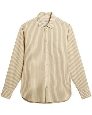 Golden Goose Ecru Cotton Shirt With Narrow Stripes - Natural