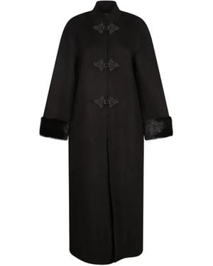 PHILIPPA 1970 Harriet Faux-Fur Trim Coat - Black