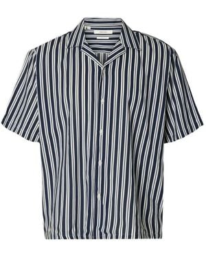 SELECTED Striped Short-Sleeve Shirt - Gray