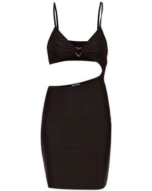 Moschino Heart-Appliqué Cut-Out Mini Dress - Black