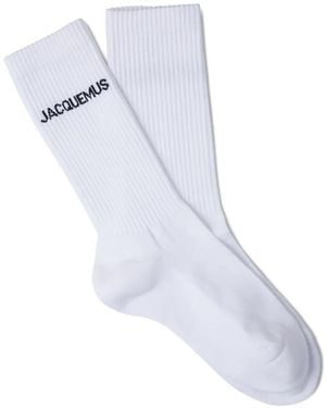 Jacquemus Ribbed Logo Socks - White