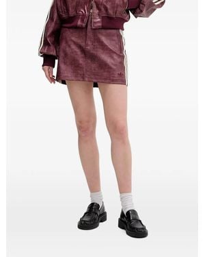 adidas Faux Leather Snake Print Skirt - Red