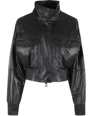 Marella Button Lambskin Jacket - Black