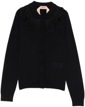 N°21 Collar Knitted Cardigan - Black