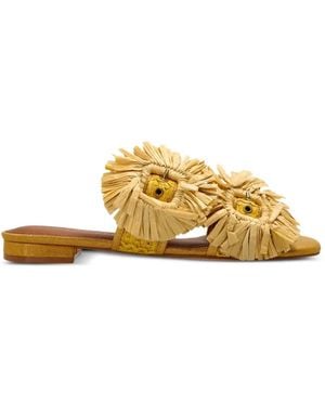 Kurt Geiger Raffia Buckle Flat Sandals - Metallic