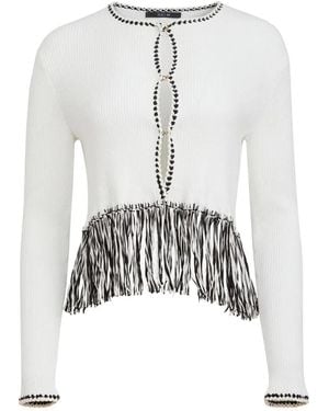 Toccin Monroe Long-Sleeve Fringe-Detail Cotton Cardigan - White