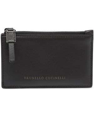 Brunello Cucinelli Monili-Chain Leather Wallet - Black
