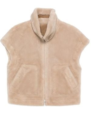 Urbancode Weste Aus Shearling Mit Reißverschluss - Natur