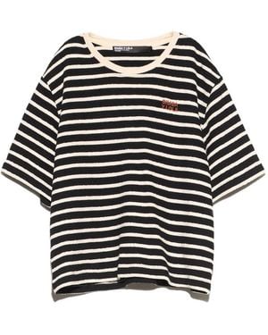 Bimba Y Lola Kastiges T-Shirt Aus Frottee - Schwarz