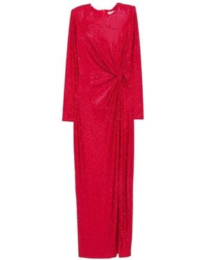 Twentyfourhaitch Crystal-Embellished Twisted-Detail Maxi Dress - Red