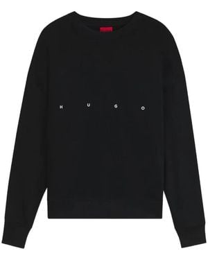 HUGO Logo-Print Graphic-Print Sweatshirt - Black