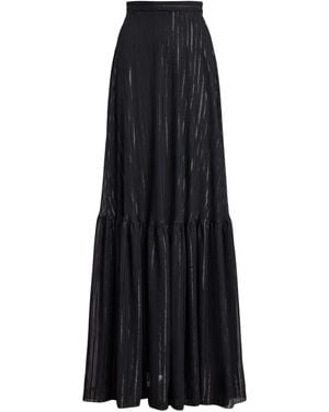 Ralph Lauren Metallic-Striped Tiered Maxi Skirt - Black