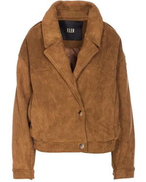 ELEH Button-Fastening Suede Jacket - Brown