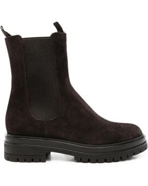 Gianvito Rossi Suede Lug-Sole Boots - Black