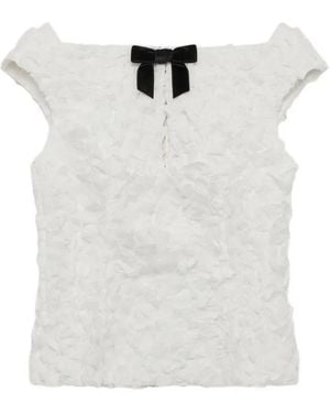ShuShu/Tong Textured Bow-Detail Top - White