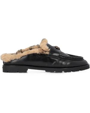 Pinko Mules Mit Shearling-Futter - Schwarz
