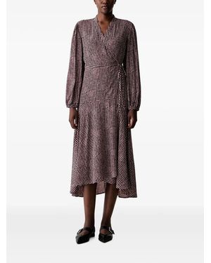 Marc O' Polo A-Line Wrap Midi Dress - Brown