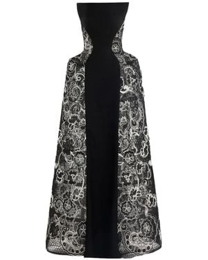 Gemy Maalouf Strapless Embroidered Maxi Dress - Black