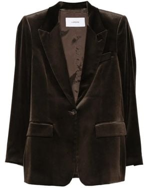 Lardini Angeliu Velvet Single-Breasted Blazer - Black