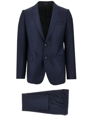Emporio Armani Single-Breasted Wool Suit - Blue