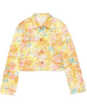 Versace Floral-Print Cropped Jacket - Metallic