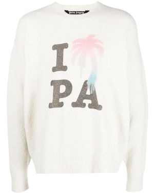 Palm Angels Pullover Mit "I Love Pa"-Slogan - Weiß