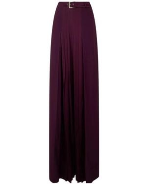 Alberta Ferretti Buckle-Detail Pleated Maxi Skirt - Purple
